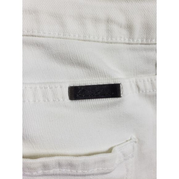 Kan Can Jeans Size 13 Womens White Stretch Fray Hem Pants Mid Rise Ladies Ankle - Picture 12 of 13